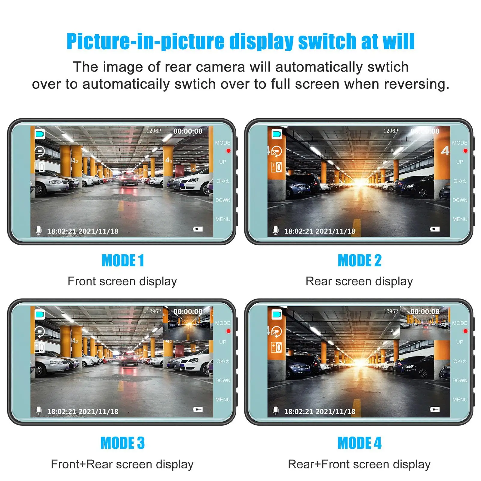 Car Dash Cam 4 inch IPS Screen 1080P Night Vision G-Sensor